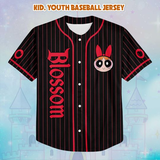 Personalized Blossom Baseball Jersey, Custom The Powerpuff Girls Jersey Shirt