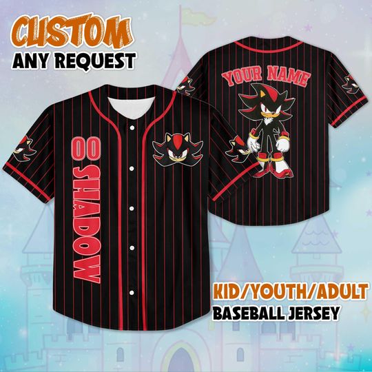 Personalized Shadow Baseball Jersey, Custom Disney Shadow the Hedgehog Shirt