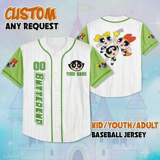 Custom The Powerpuff Girls Baseball Jersey, Personalized Blossom Bubbles Buttercup Jersey Shirt, Matching Team Outfit, Birthday Gift