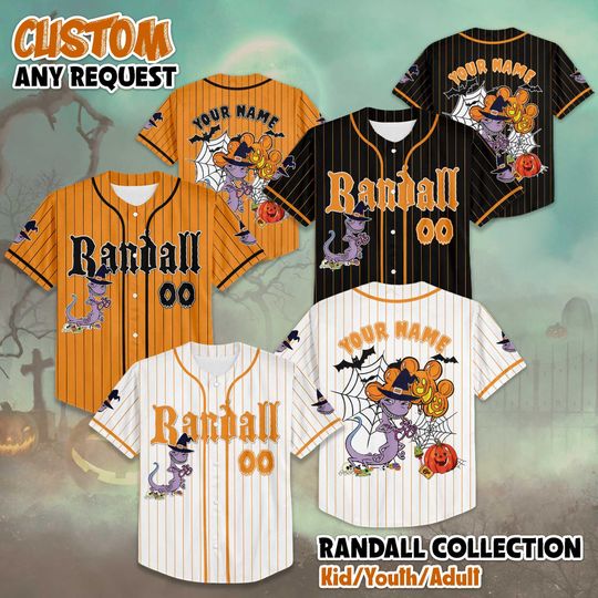 Personalized Randall Boggs Baseball Jersey, Custom Disney Monsters, Inc Halloween Shirt