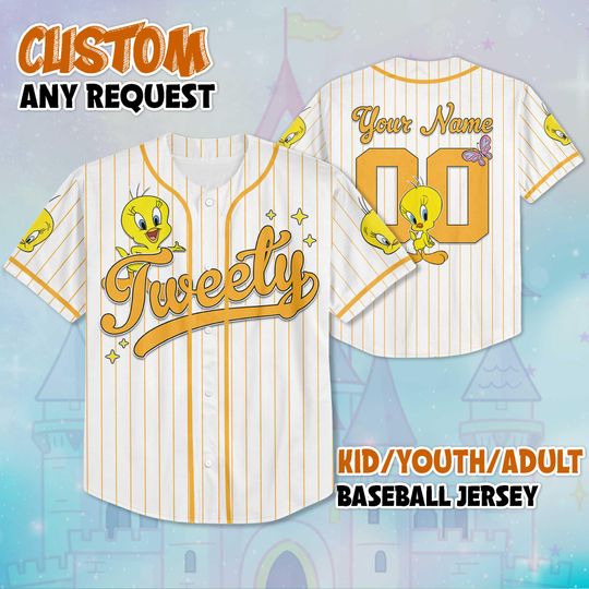 Custom Tweety Bird Baseball Jersey, Matching Family Tee