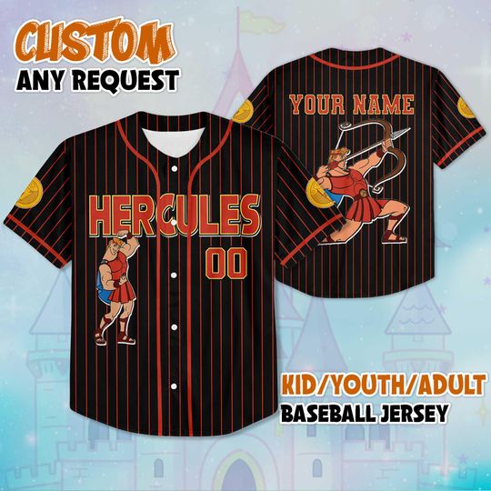 Personalized Hercules Baseball Jersey, Custom Disney Hero Shirt