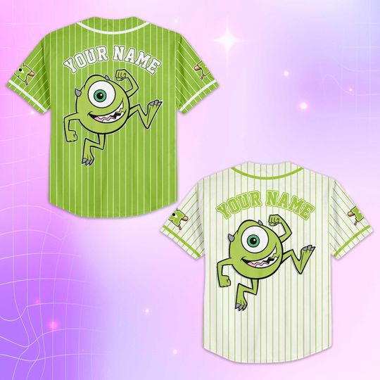 Personalized Mike Wazowski Baseball Jersey, Disney Monsters Inc Baseball Shirt