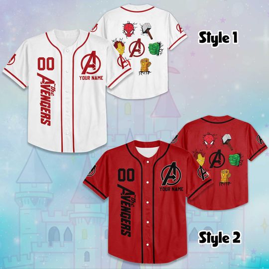 Personalized The Avengers Baseball Jersey, Custom Marvel Superhero Baseball Shirt
