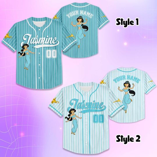 Personalized Jasmine Baseball Jersey, Custom Disney Princess Jasmine Baseball Shirt