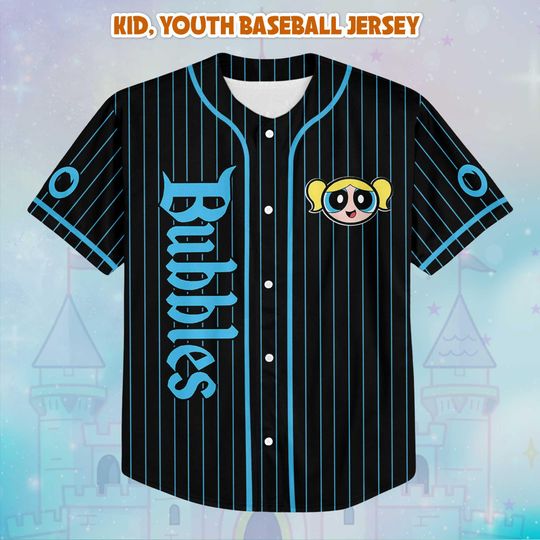 Personalized Bubbles Baseball Jersey, Custom The Powerpuff Girls Jersey Shirt