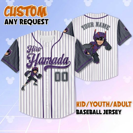 Personalized Hiro Hamada Baseball Jersey, Custom Big Hero 6 Shirt