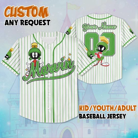 Custom Marvin the Martian Baseball Jersey, Personalized Marvin Jersey Shirt