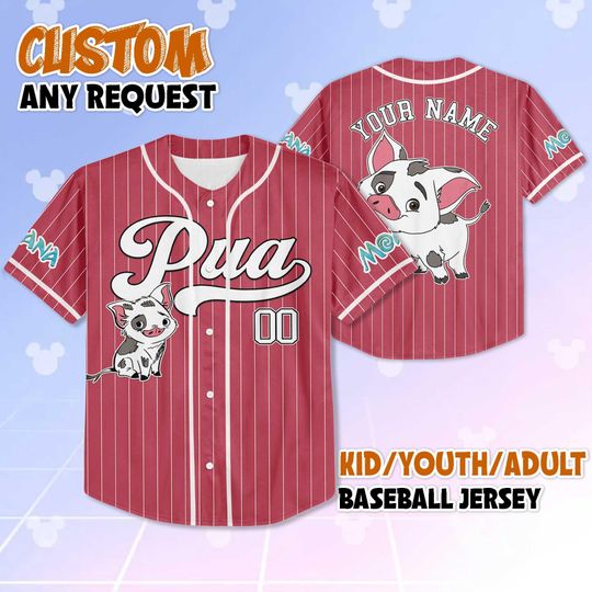 Personalized Pua Moana Baseball Jersey, Custom Disney Moana Shirt