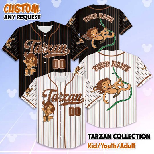 Personalized Tarzan Baseball Jersey, Custom Disney Jungle Shirt