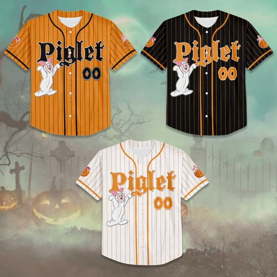 Personalized Piglet Halloween Baseball Jersey, Custom Disney Winnie the Pooh Shirt