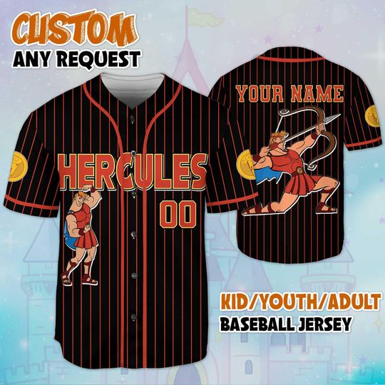 Personalized Hercules Baseball Jersey, Custom Disney Hero Shirt
