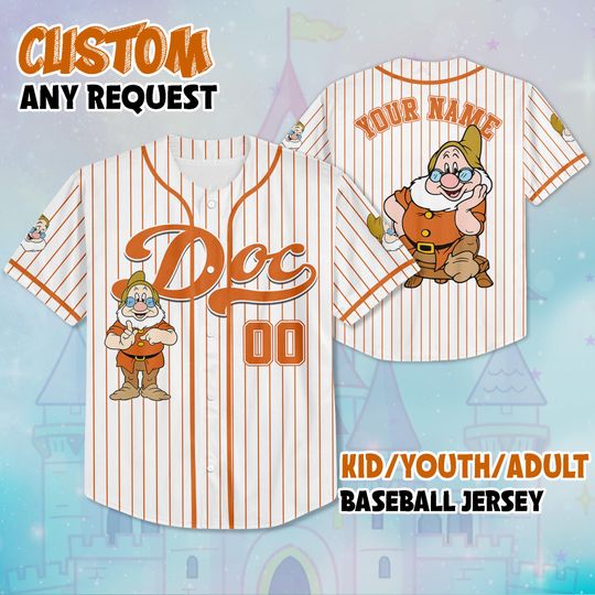Personalized Disney The Seven Dwarfs Baseball Jersey, Custom Seven Dwarfs Jersey