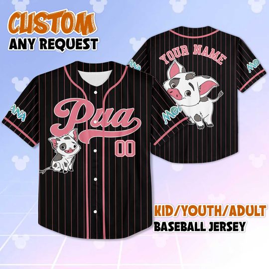 Personalized Pua Moana Baseball Jersey, Custom Disney Moana Shirt