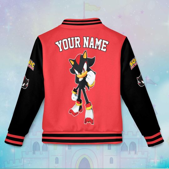 Custom Shadow Varsity Jacket, Personalized Sonic the Hedgehog Baseball Jacket, Shadow  Kids Youth Adult Varsity Jacket