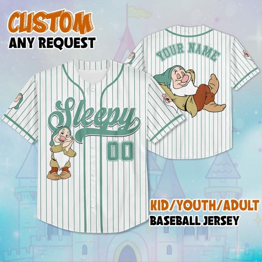 Personalized Disney The Seven Dwarfs Baseball Jersey, Custom Seven Dwarfs Jersey