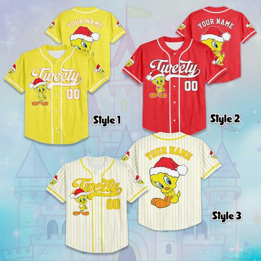 Personalized Tweety Baseball Jersey, Custom Looney Tunes Team Outfit