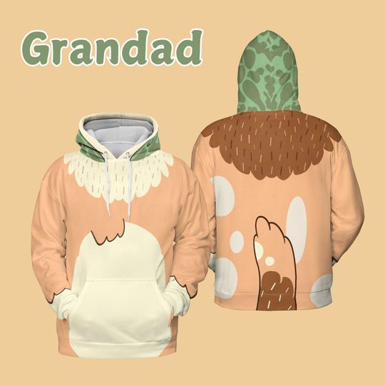 Grandad Cosplay 3D Hoodie - Heeler Blue Dog Family Costume