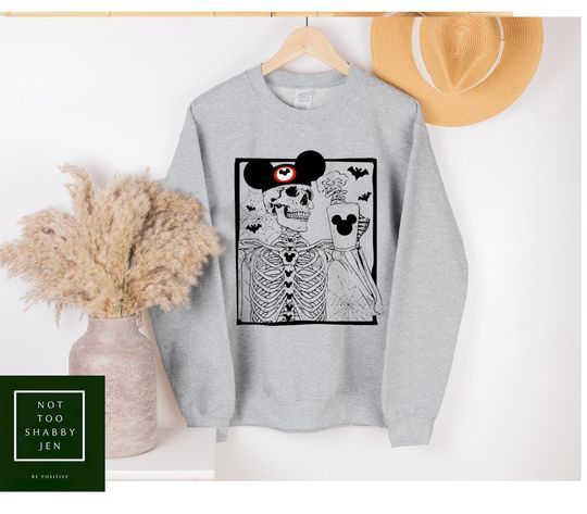 Disney Skeleton Sweatshirt, Mickey Skeleton Sweatshirt, Halloween Skeleton