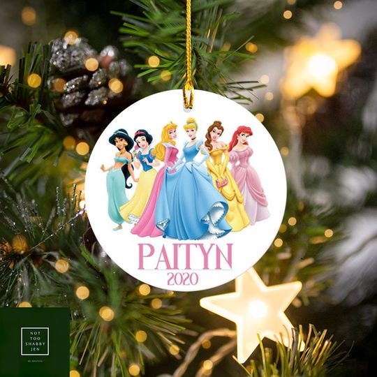 Disney Princess Ornament, Personalized Princess Ceramic Ornament
