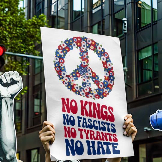 No Kings No Fascists Poster: Anti-Hate Activism Art