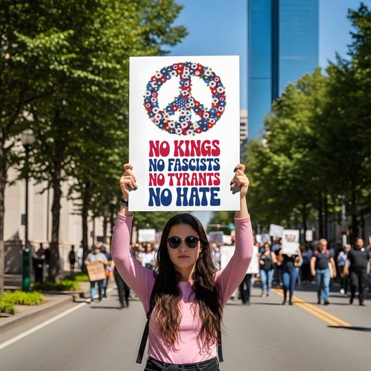 No Kings No Fascists Poster: Anti-Hate Activism Art