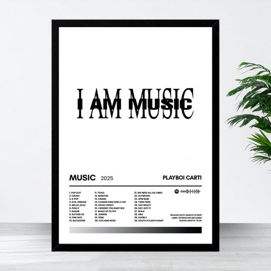 I AM MUSIC Playboi Carti Album Poster Vertical Wall Decor