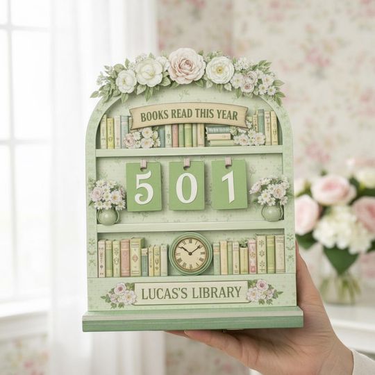 Personalized Floral Book Tracker Sign, Custom Books Read This Year Library Decor, Reader Gift for Her