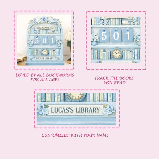 Personalized Floral Book Tracker Sign, Custom Books Read This Year Library Decor, Reader Gift for Her