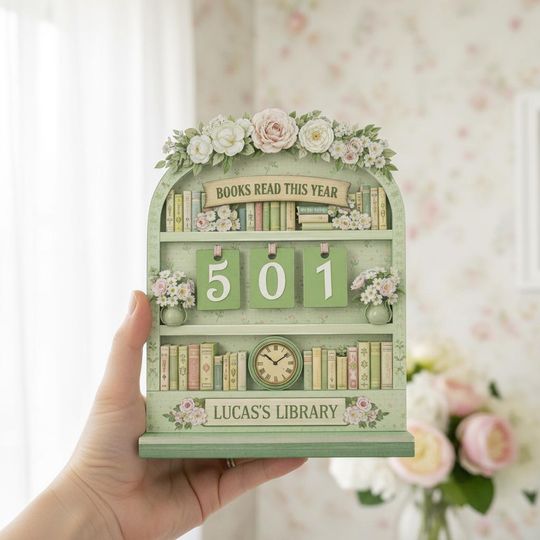 Personalized Floral Book Tracker Sign, Custom Books Read This Year Library Decor, Reader Gift for Her