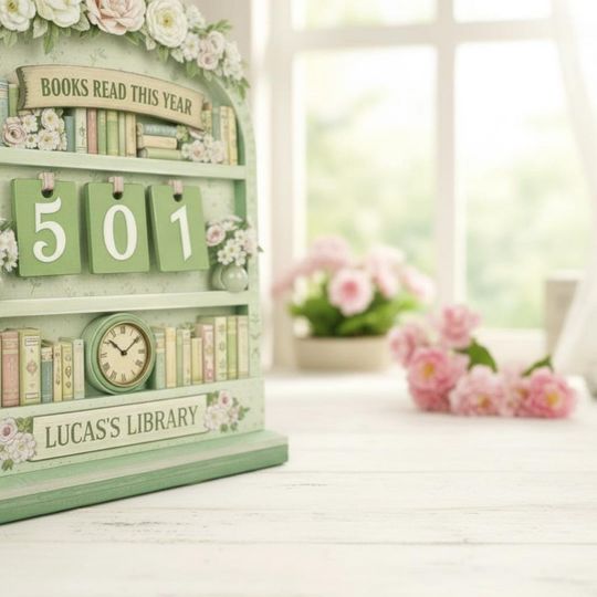 Personalized Floral Book Tracker Sign, Custom Books Read This Year Library Decor, Reader Gift for Her