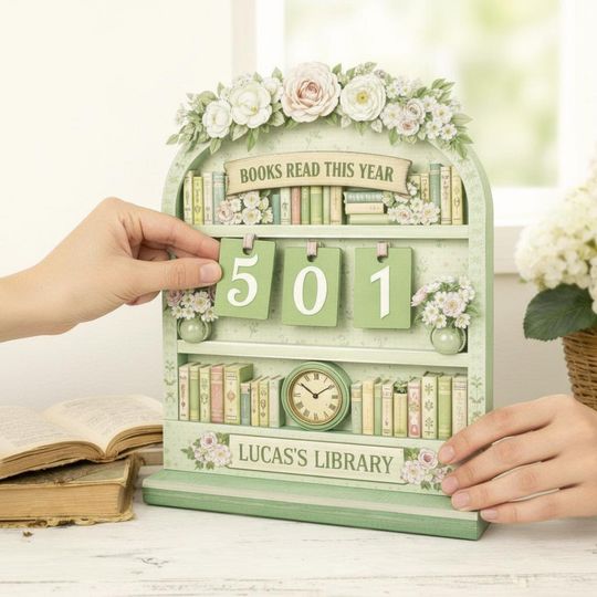 Personalized Floral Book Tracker Sign, Custom Books Read This Year Library Decor, Reader Gift for Her
