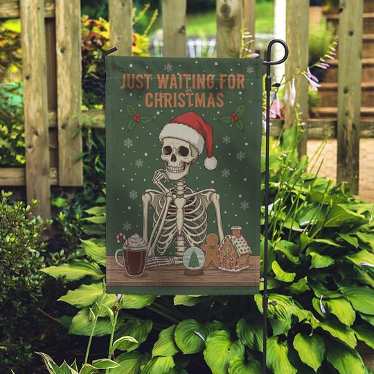 Skeleton Flag with Christmas Text
