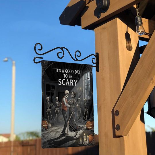 Dancing Skeleton Halloween Garden Flag  Gothic Ballroom Couple