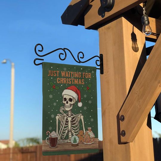 Skeleton Flag with Christmas Text