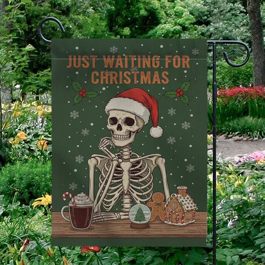 Skeleton Flag with Christmas Text