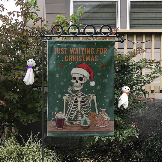Skeleton Flag with Christmas Text