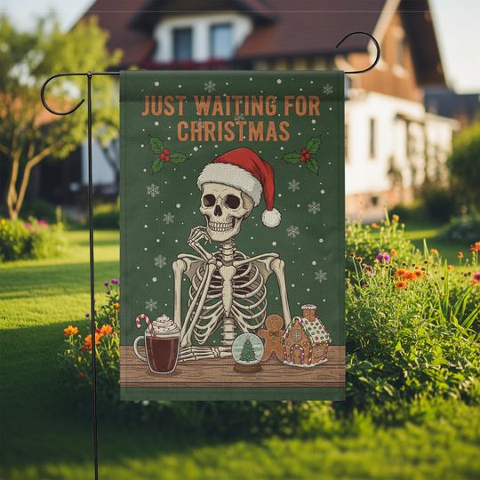 Skeleton Flag with Christmas Text