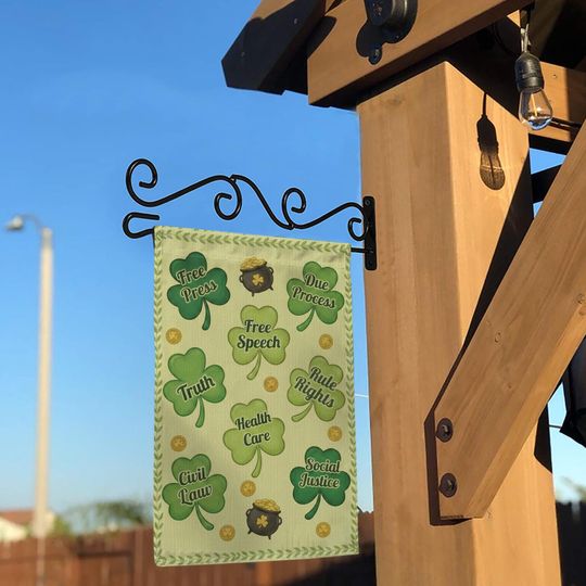 St. Patricks Day Garden Flag: Shamrock Civil Liberties Design