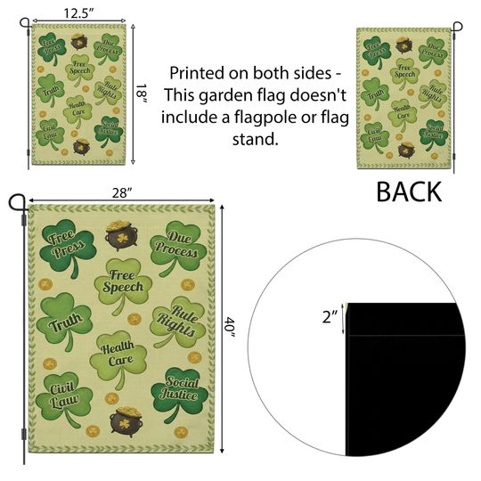 St. Patricks Day Garden Flag: Shamrock Civil Liberties Design