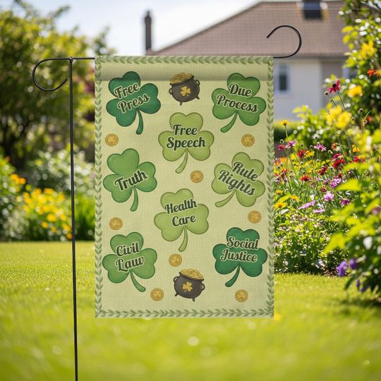 St. Patricks Day Garden Flag: Shamrock Civil Liberties Design