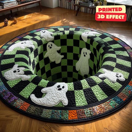 Halloween Ghost 3D Printed Rug, Welcome Mat, Indoor Ghost Decor, Fall Home Decor, Spooky Season Gift
