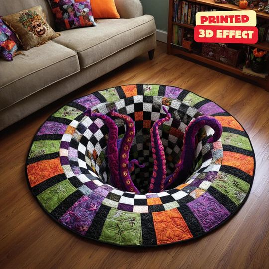 Halloween Kraken Tentacle Shaped Rug with 3D Effect, Indoor Decor