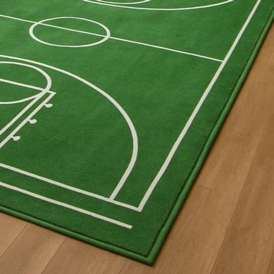 Handmade Wool Tufted Basketball Court Rug: Sports Kids Decor