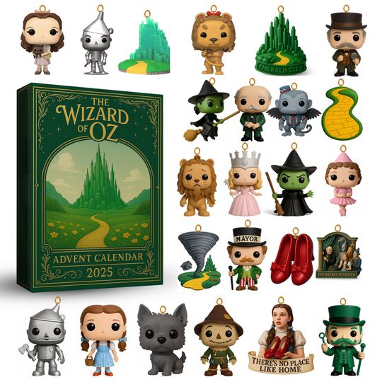 Acrylic Advent Calendar The Wizard of Oz 2025, 24 Days of Dorothy, Toto & Emerald City Ornaments, Classic Movie Collector Gift