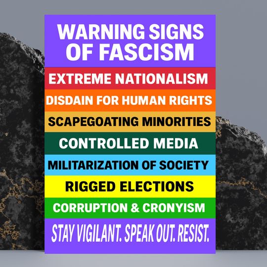 Fascism Warning Sign  Anti-Trump Printable  No Kings Protest Download  Pro Democracy 2025 Activist Art  Digital Protest Sign