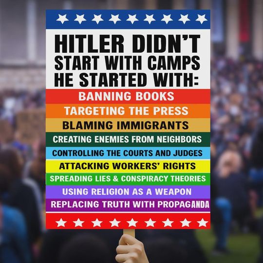 Anti Fascism Protest Poster, Fascism Warning Sign, Anti-Trump No Kings Pro Democracy Activist Print, Political Wall Art 2026