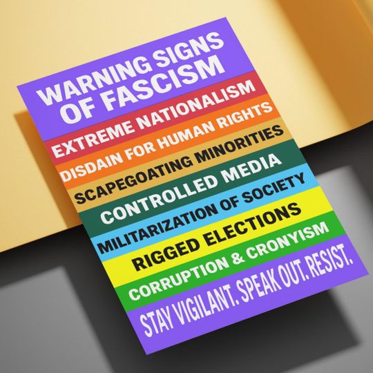 Fascism Warning Sign  Anti-Trump Printable  No Kings Protest Download  Pro Democracy 2025 Activist Art  Digital Protest Sign