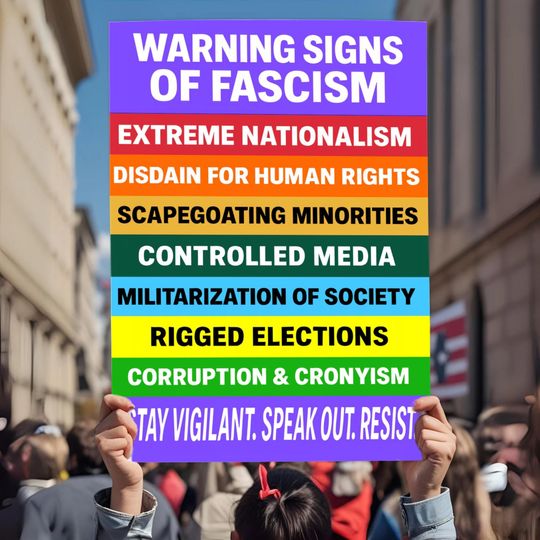 Fascism Warning Sign  Anti-Trump Printable  No Kings Protest Download  Pro Democracy 2025 Activist Art  Digital Protest Sign