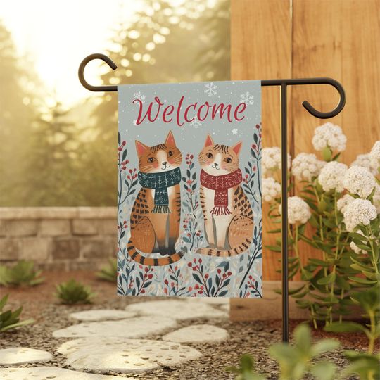 Winter Cats Welcome Garden Flag